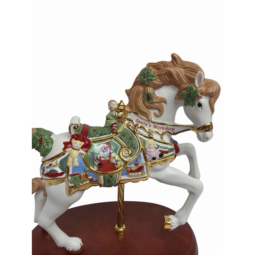 Lenox Carousel Horse 2011 Christmas Santa's Workshop Figurine Porcelain Wood - Picture 3 of 7